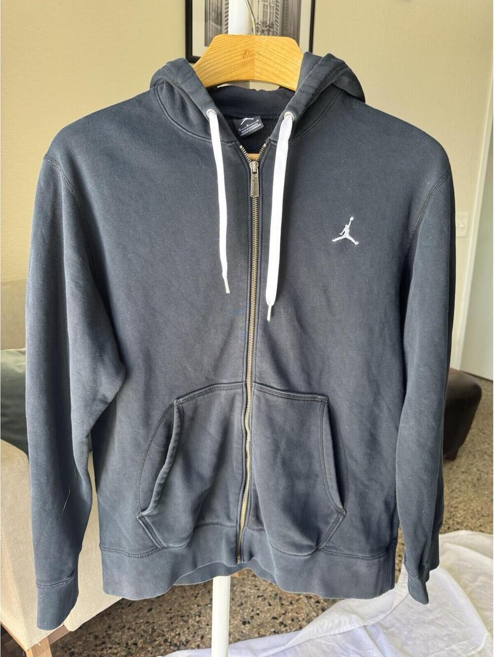 Jordan Men’s Hoodie Full Zip Sweatshirt Black Sz M